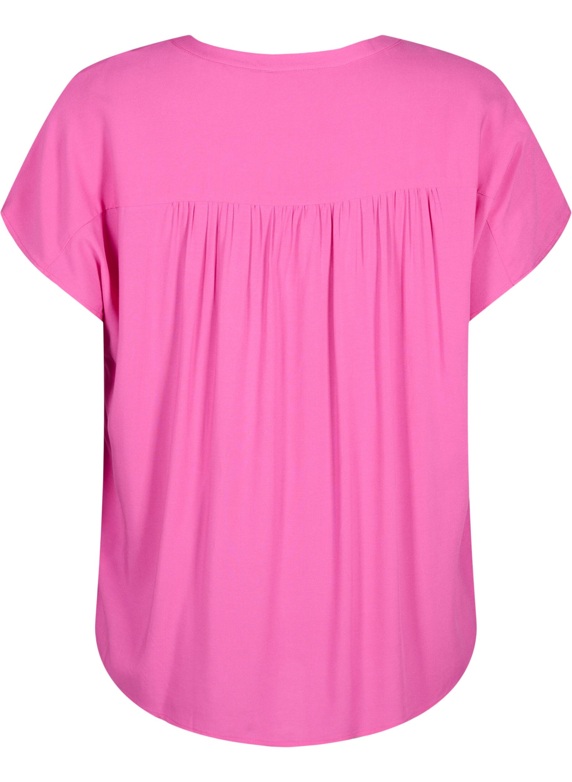 Zizzi  Viskosebluse mit Spitzenbesatz, Raspberry Rose, Packshot image number 1