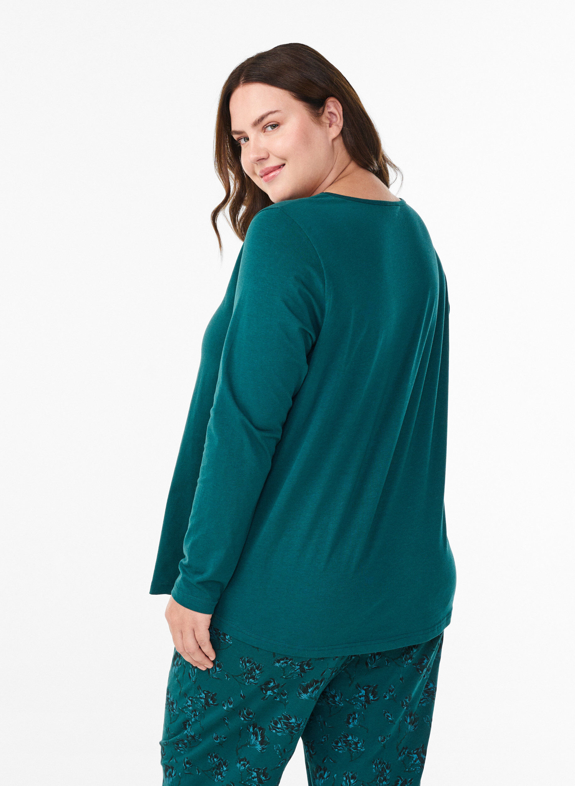 ZizziNachtshirt aus Baumwolle mit Print auf der Vorderseite, T&uuml;rkis, Model image number 2