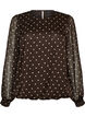 Blouse en mousseline &agrave; pois avec manches transparentes, Marron, Packshot image number 0