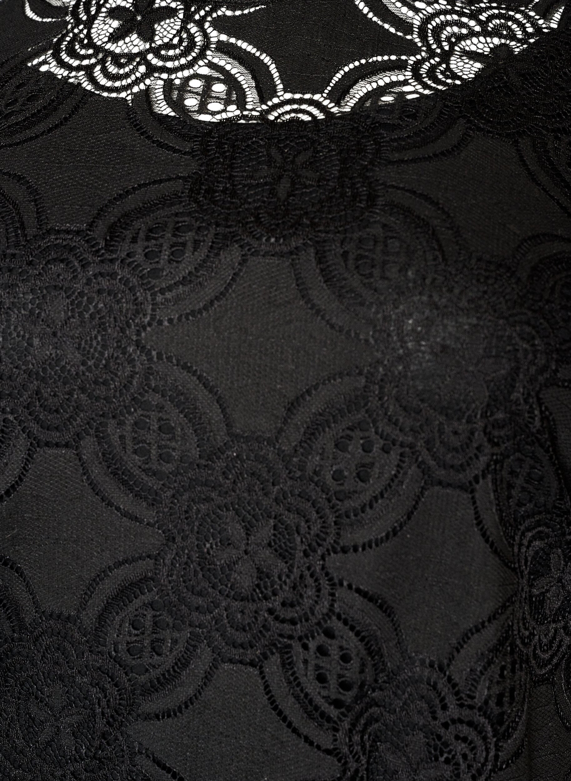 Zizzi Spitzen-Midikleid mit 1/2-&Auml;rmeln, Schwarz, Packshot image number 2