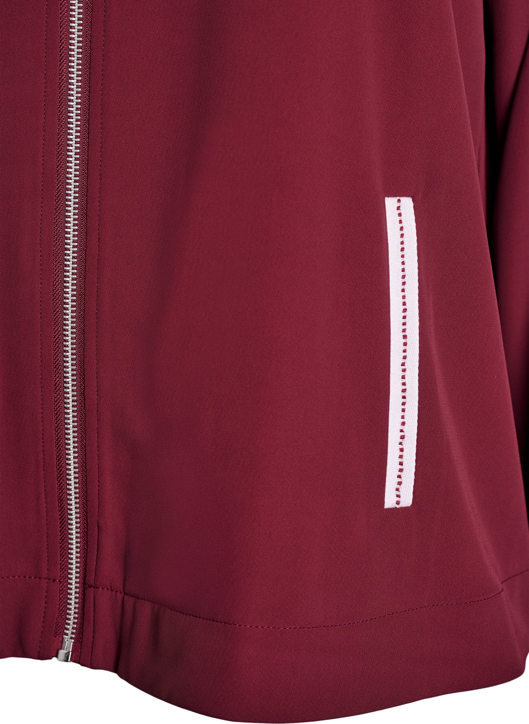 Zizzi Trainingsjacke mit sportlichen Details und Rei&szlig;verschluss, Dunkles Bordeaux, Packshot image number 3