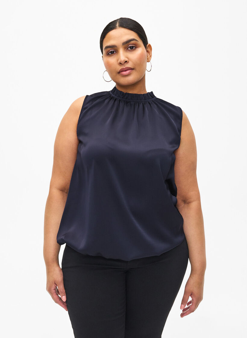 Ärmelloses Party-Top aus Satin, Night Sky, Model image number 0