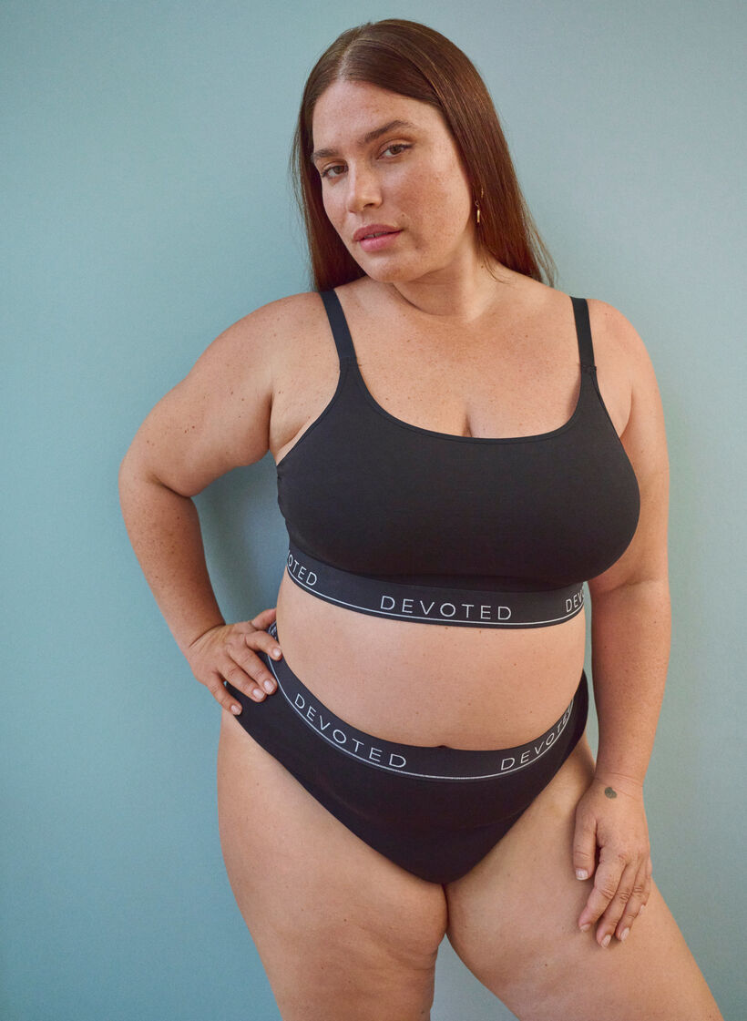 Baumwoll-G-String mit regul&auml;rer Taille, Schwarz, Image image number 0