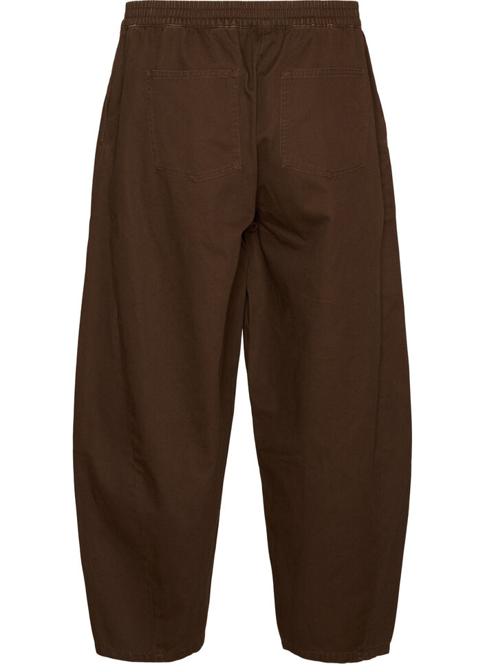 Barrel-Jeans mit hoher Taille und elastischem Bund, Braun, Packshot image number 1