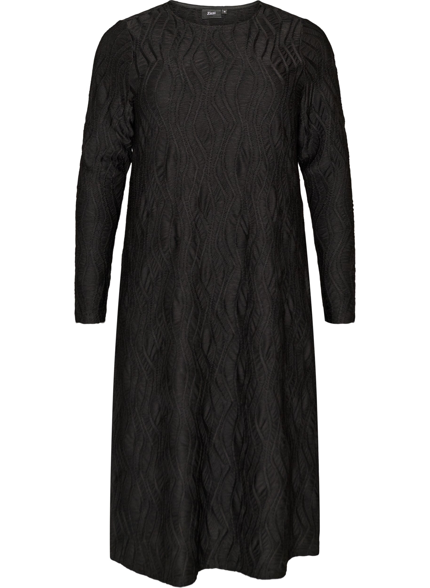 Midikleid mit gewellter Struktur und langen &Auml;rmeln