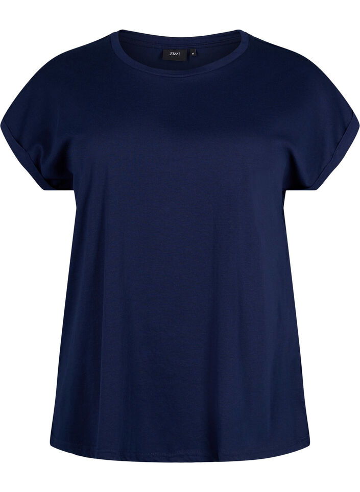 Kurz&auml;rmeliges T-Shirt aus einer Baumwollmischung, Blau, Packshot image number 0