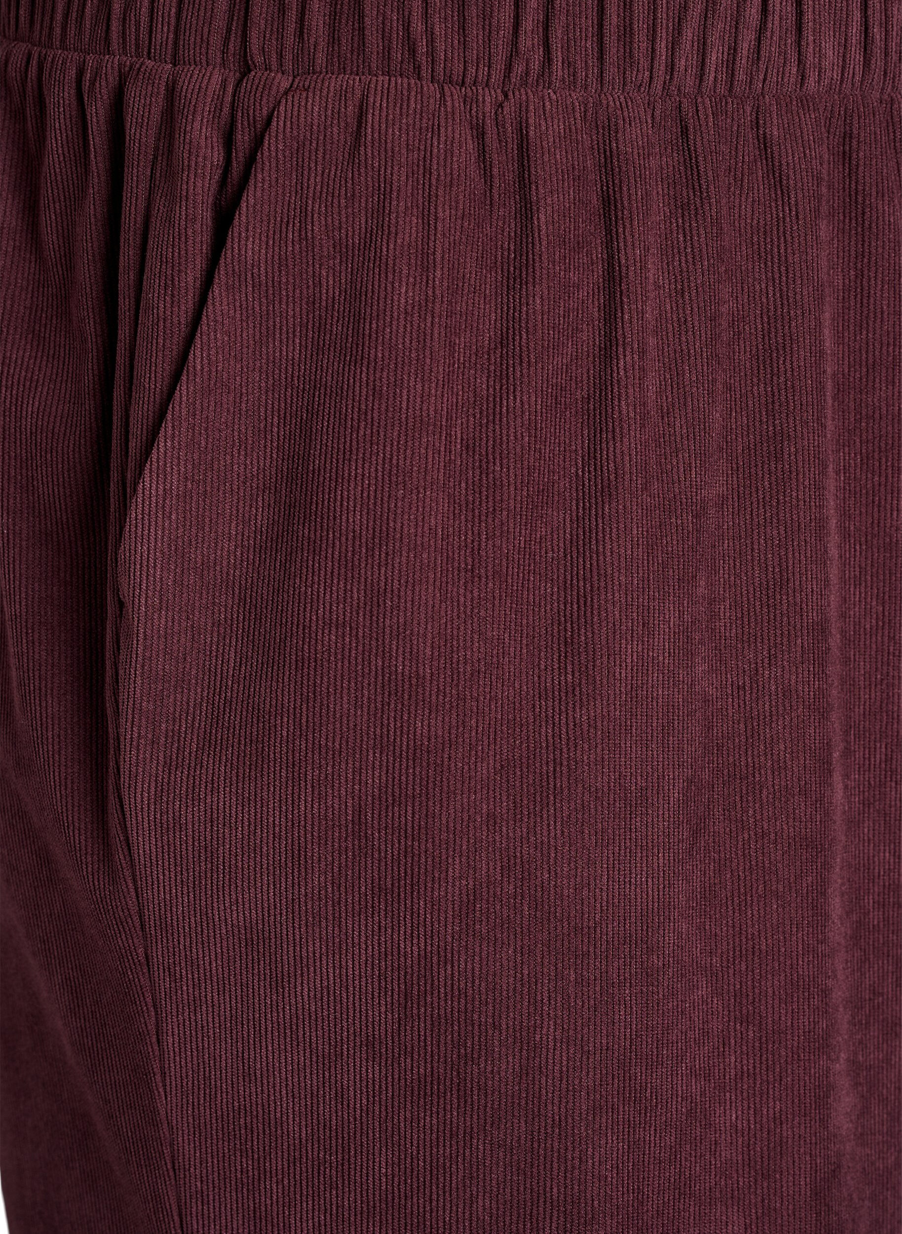 Zizzi Pantalon ample en velours, Bordeaux fonc&eacute;, Packshot image number 2