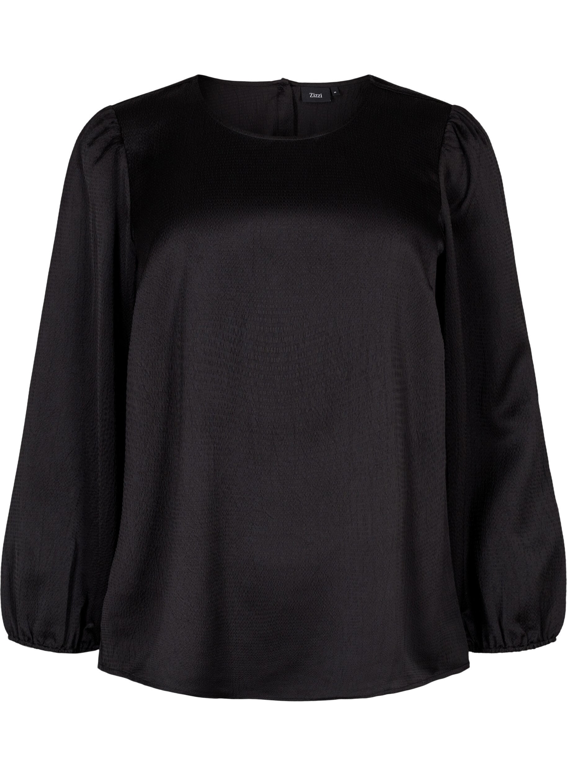 Zizzi Blouse &agrave; manches longues et col rond, Black, Packshot image number 0