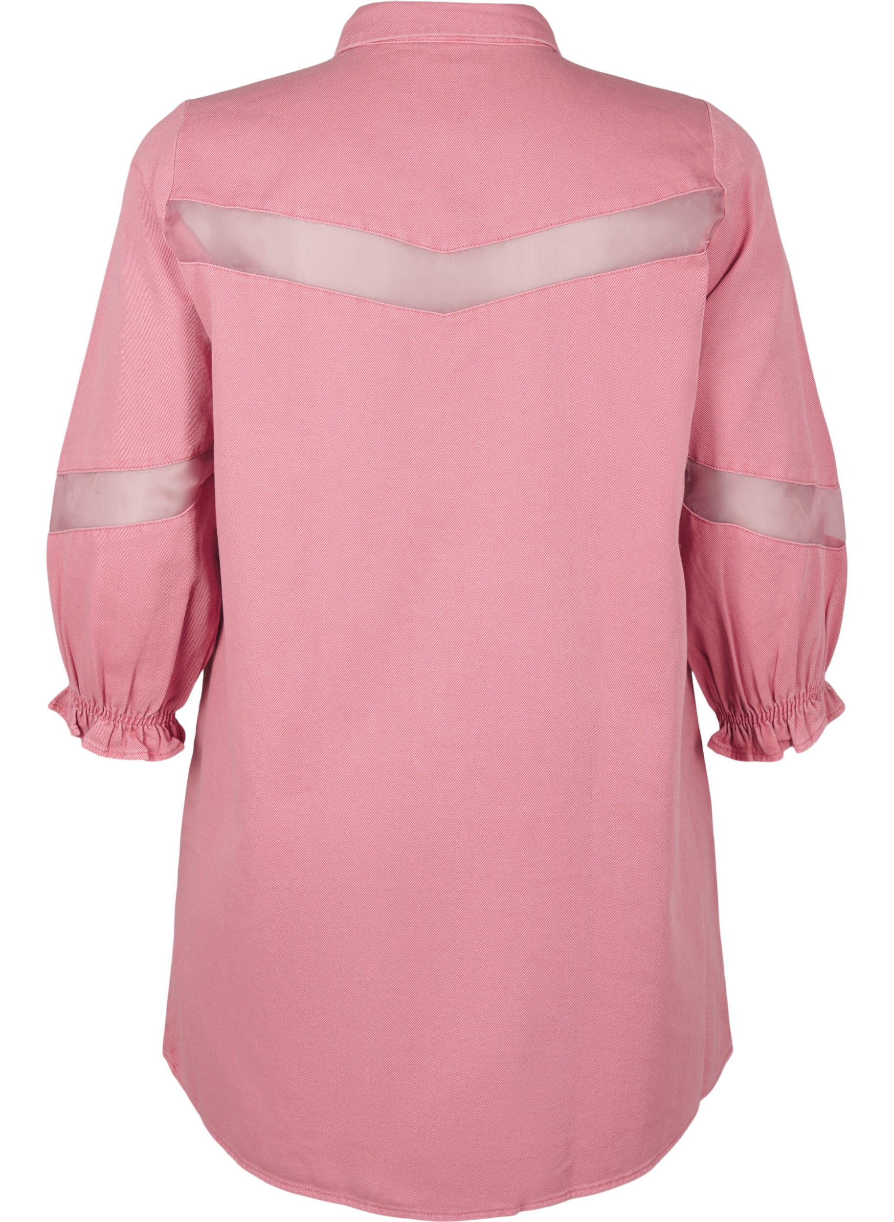 Zizzi Robe chemise en jean color&eacute;e avec d&eacute;tails en maille, Heather Rose, Packshot image number 1