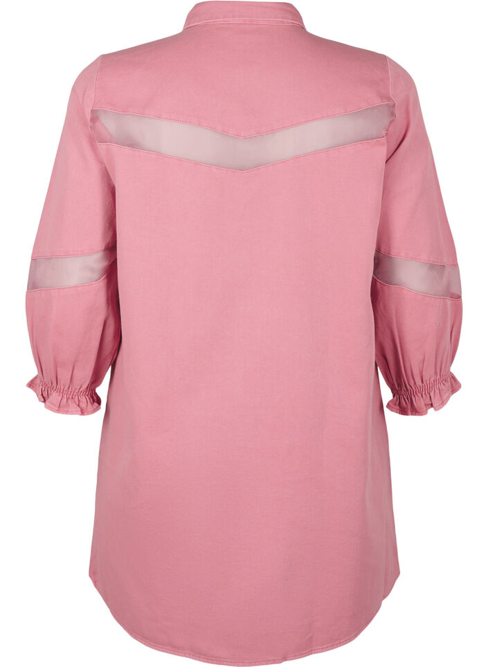 Buntes Hemdblusenkleid aus Jeansstoff mit Maschendetails, Heather Rose, Packshot image number 1