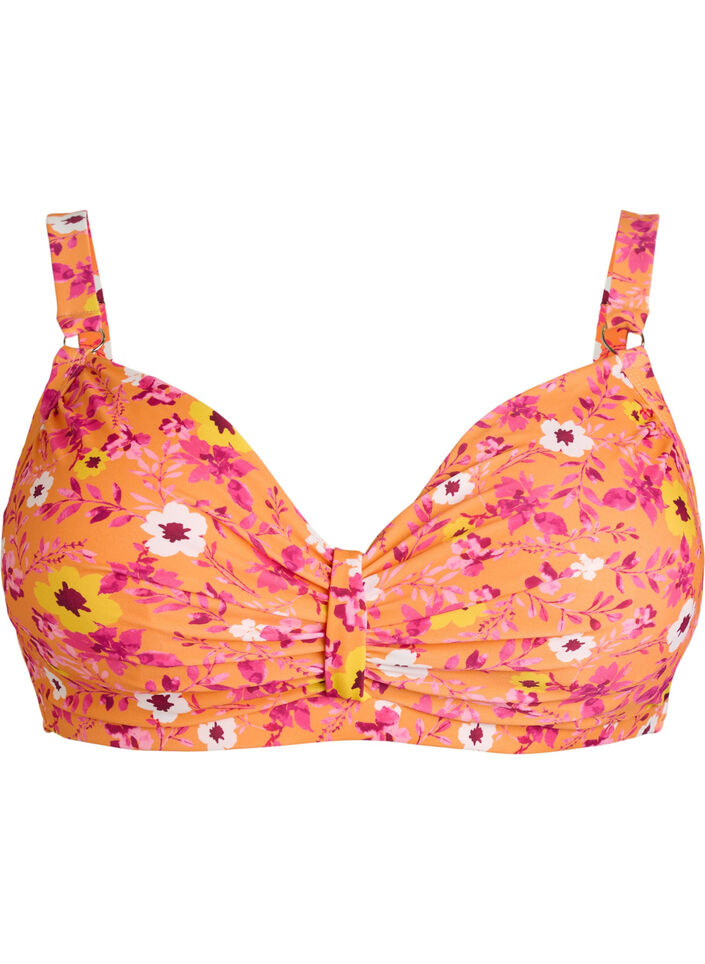 Haut de bikini avec armatures et imprim&eacute;, Orange, Packshot image number 0