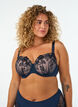 Soutien-gorge moul&eacute; avec broderies florales et d&eacute;tails drap&eacute;s, Bleu, Model image number 0