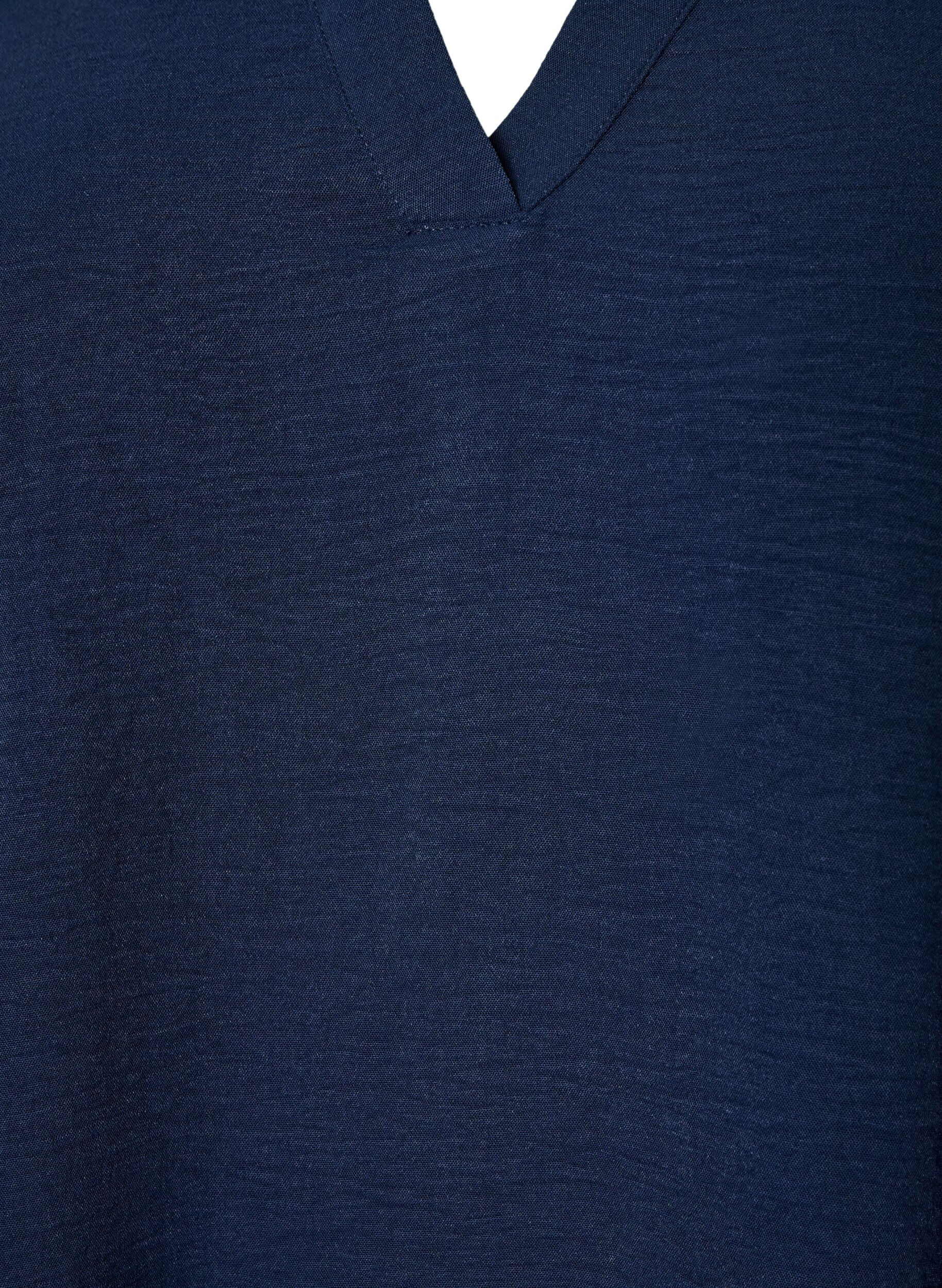 ZizziBlouse avec poignets smock&eacute;s et col en V, Bleu, Packshot image number 2