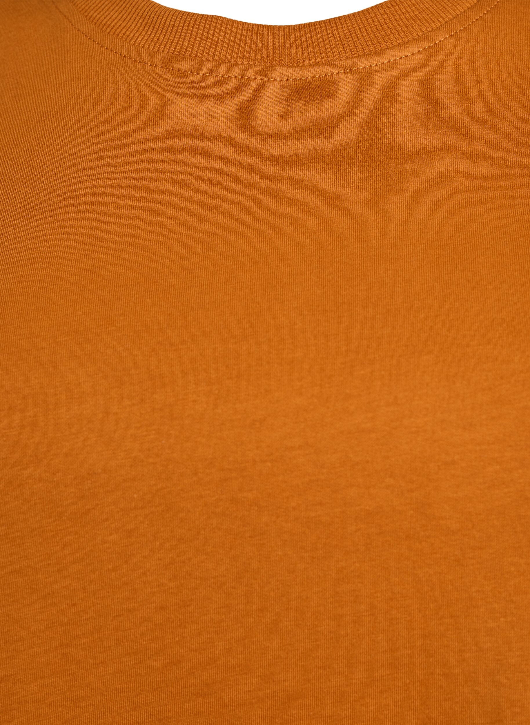 Zizzi Basic T-Shirt aus Baumwolle mit Rundhalsausschnitt, Orange, Packshot image number 2