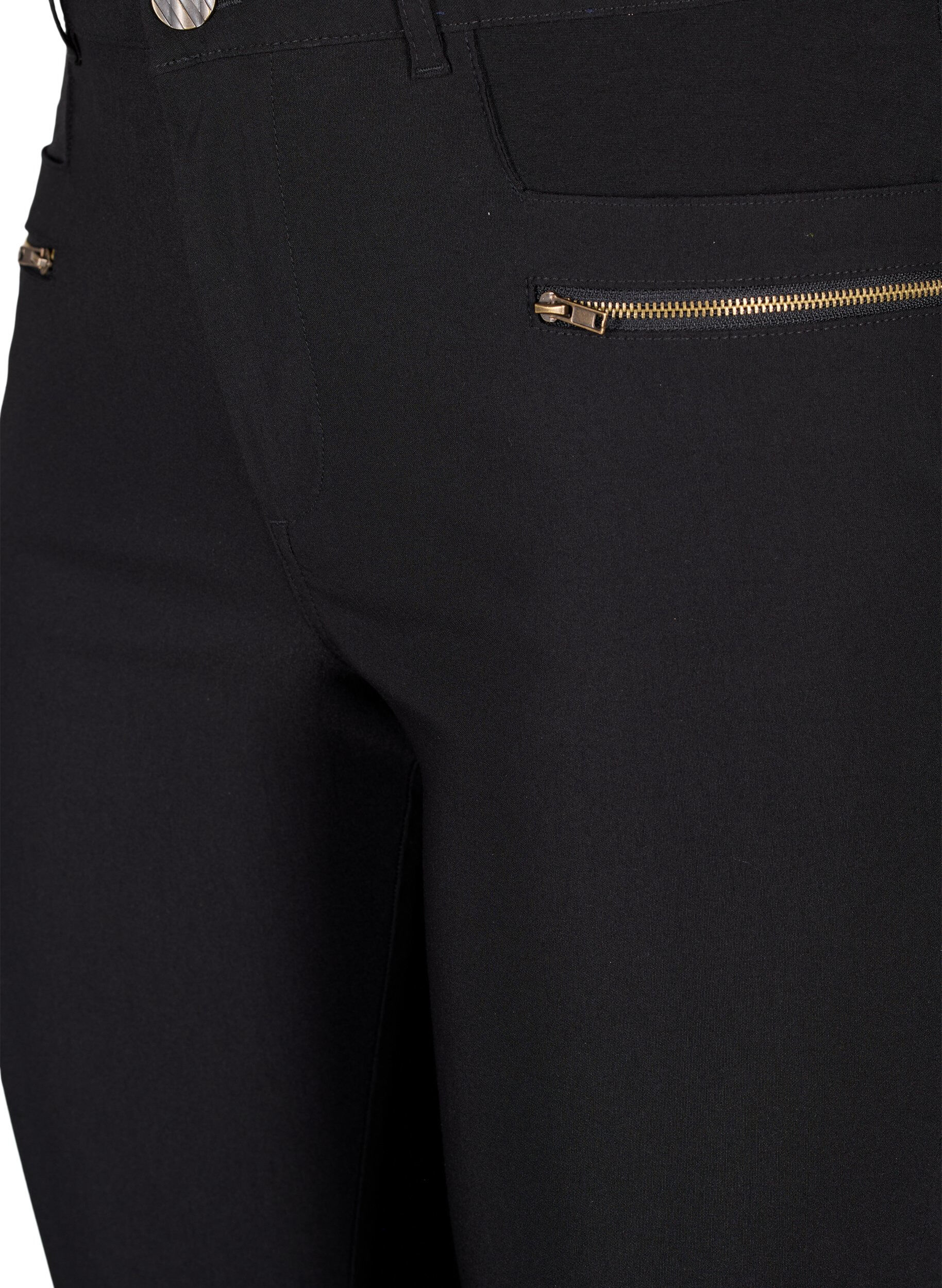 Zizzi Eng anliegende Hose mit Rei&szlig;verschlussdetails, Schwarz, Packshot image number 2