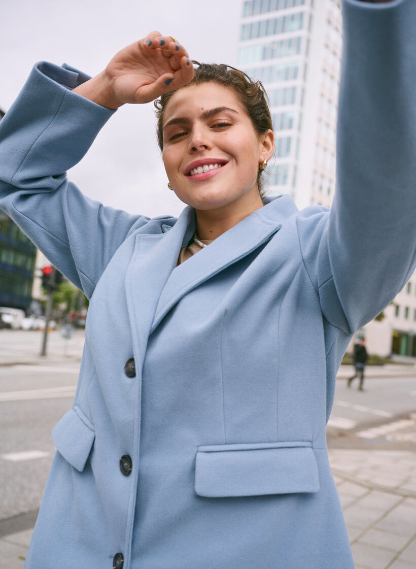 Langer Mantel mit Schlitz hinten, Blau, Image image number 0