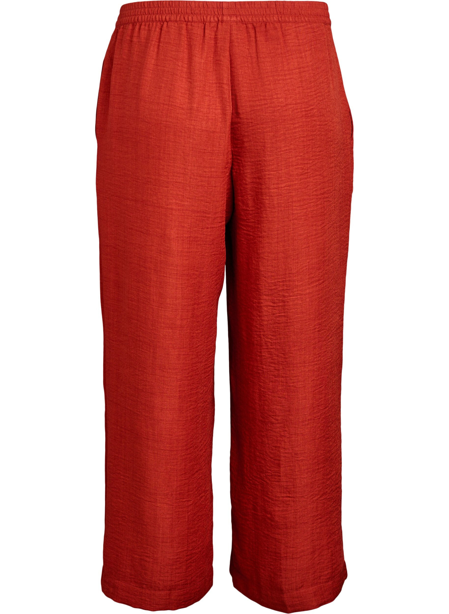 Zizzi Pantalon ample avec ceinture &eacute;lastique et poches, Rouge, Packshot image number 1