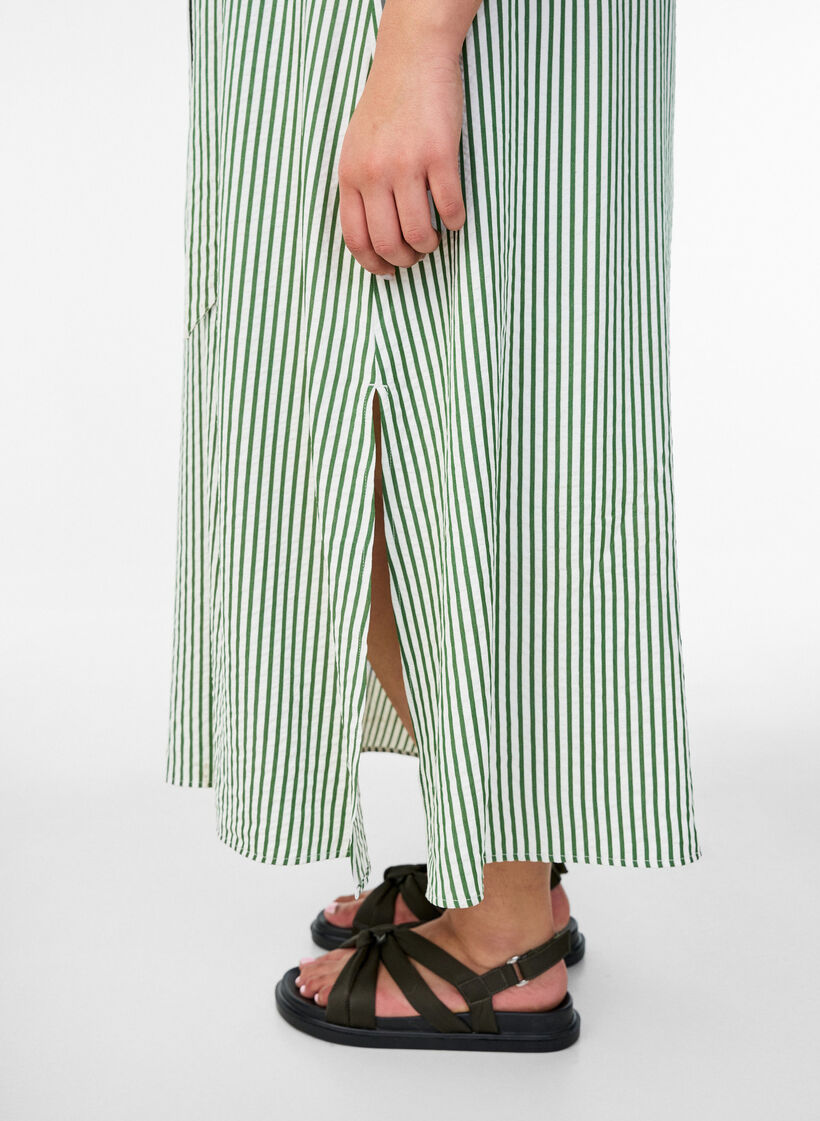Kn&ouml;chellanges Hemdblusenkleid mit Bindeg&uuml;rtel und Streifen, Gr&uuml;n, Model image number 2