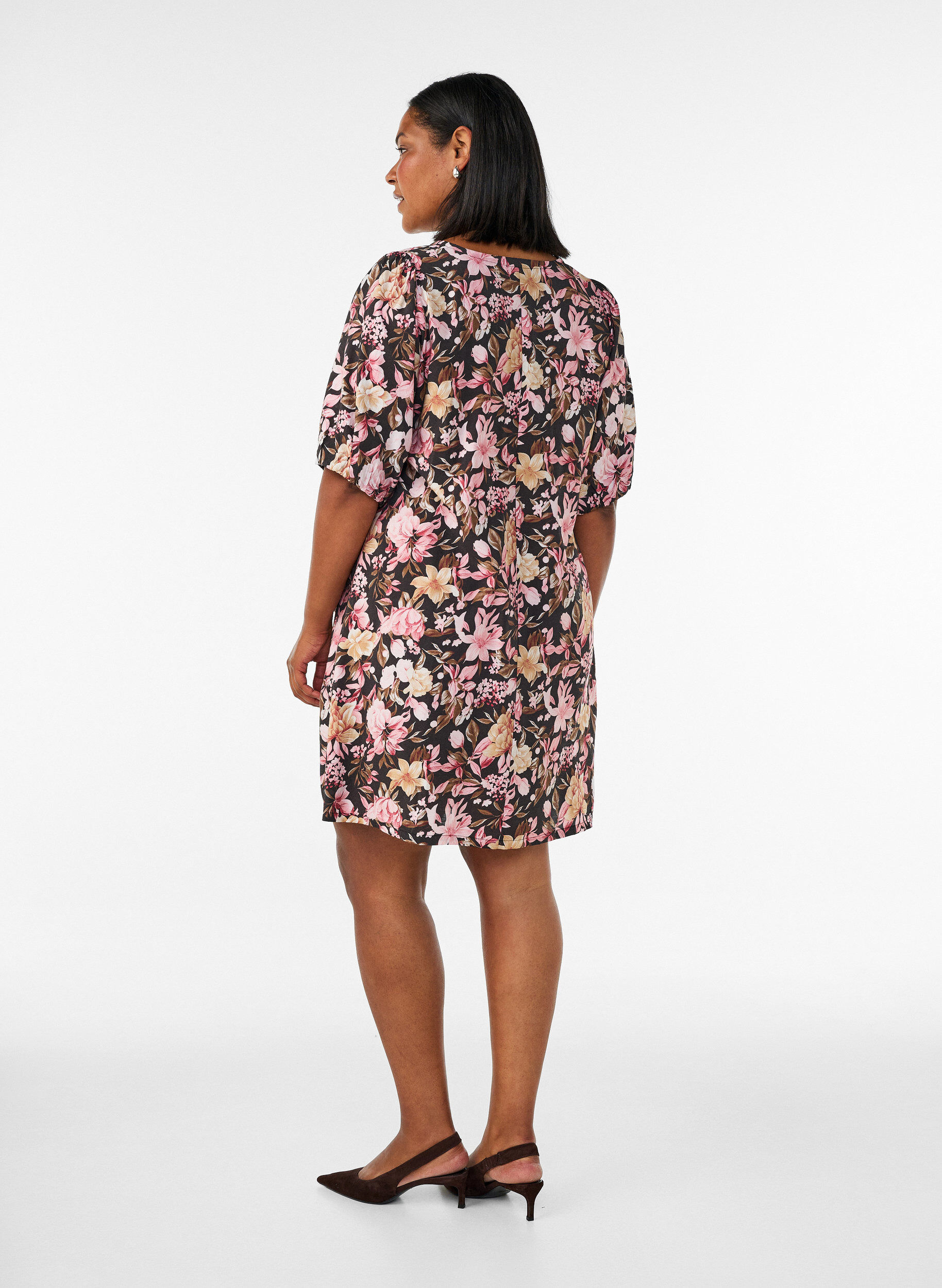 ZizziKurzes A-Linien-Kleid mit V-Ausschnitt, Rot, Model image number 2