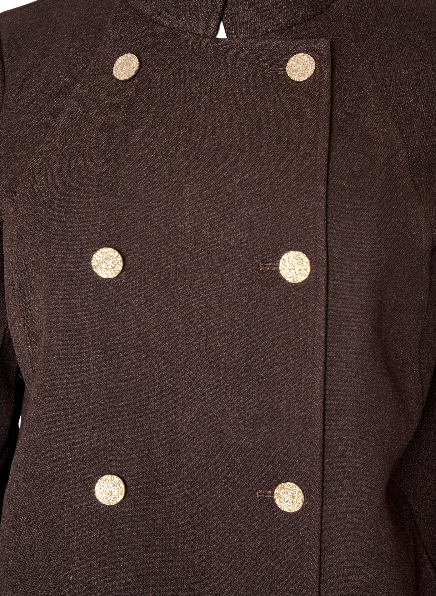 ZizziManteau coupe &eacute;vas&eacute;e avec boutons dor&eacute;s, Marron, Packshot image number 2