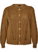Strickjacke mit Zopfmuster und dekorativen Kn&ouml;pfen, Braun, Packshot image number 0