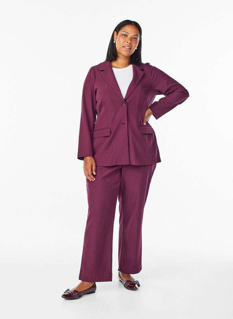 Blazer mit Taschen und Schlitzen, Dunkles Bordeaux, Model image number 1