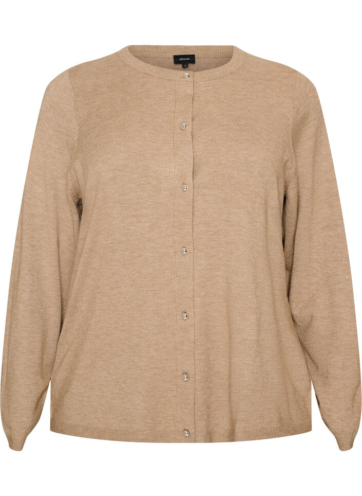 Cardigan mit runden Kn&ouml;pfen, Beige, Packshot image number 0