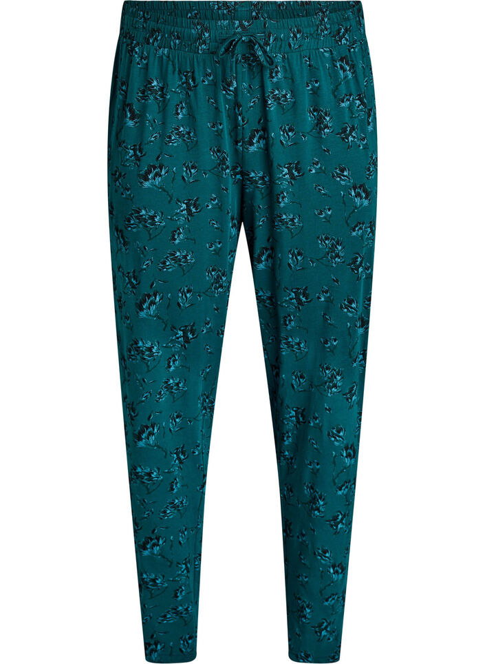 Pantalon de pyjama en coton avec imprim&eacute;, Turquoise, Packshot image number 0