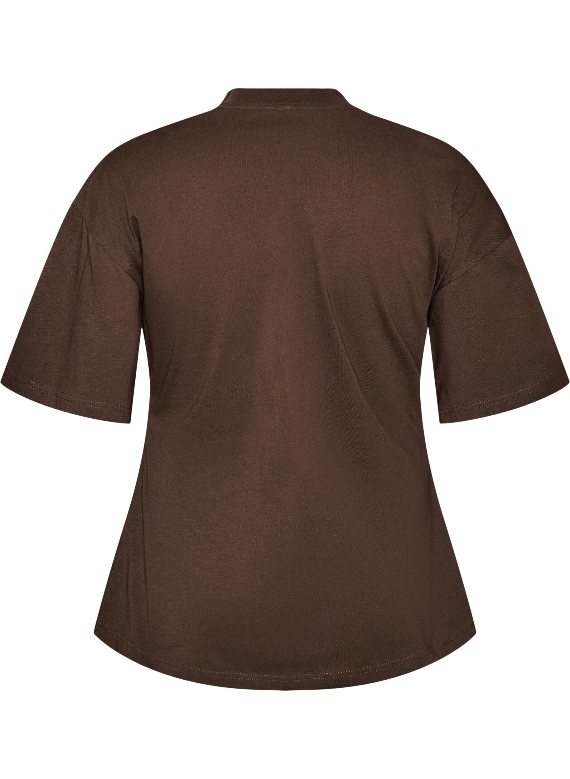 ZizziT-shirt avec d&eacute;tail drap&eacute;, Marron, Packshot image number 1