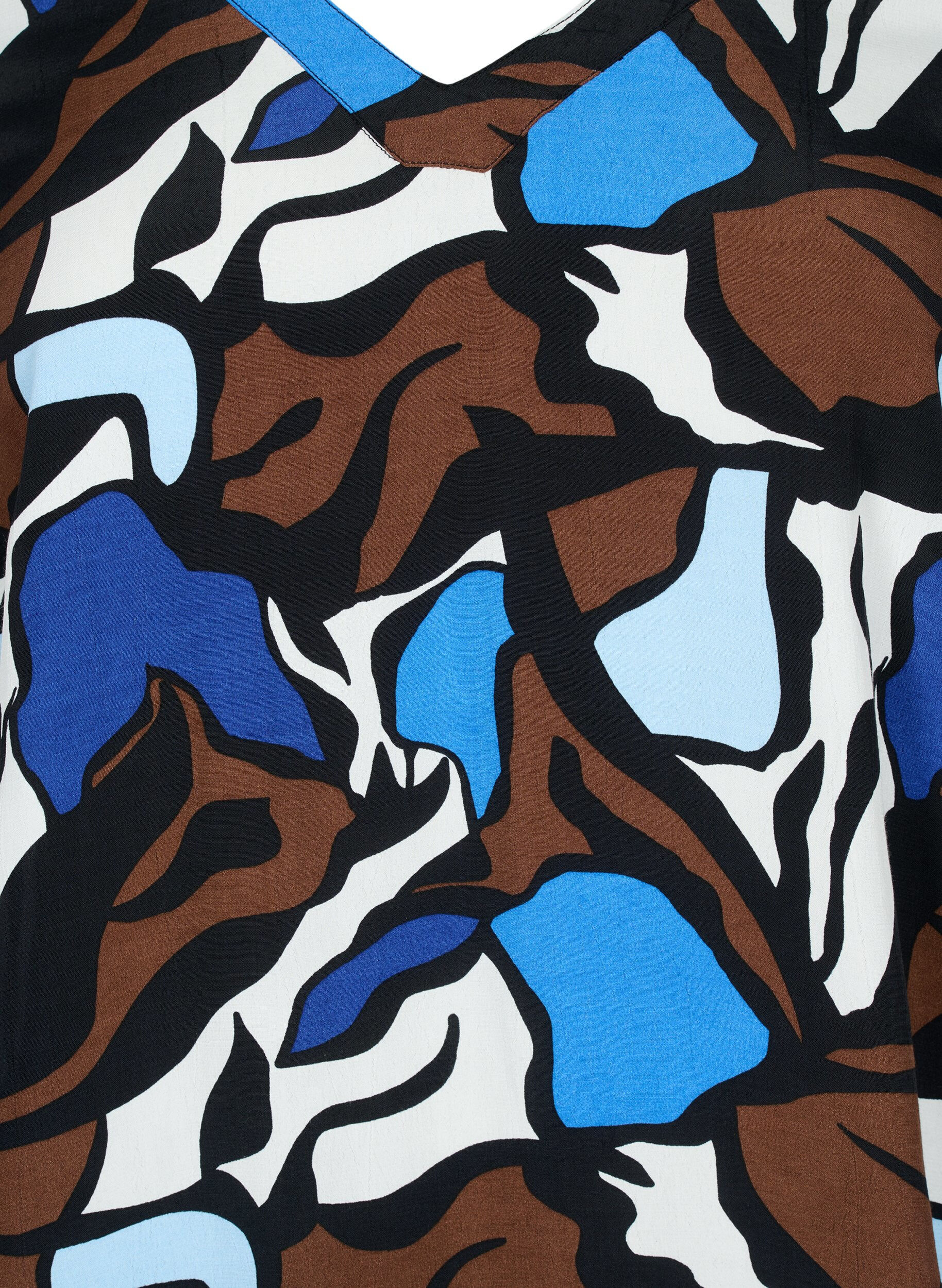 Zizzi Viskosebluse mit Druck und Smocking, Zafia AOP, Packshot image number 2