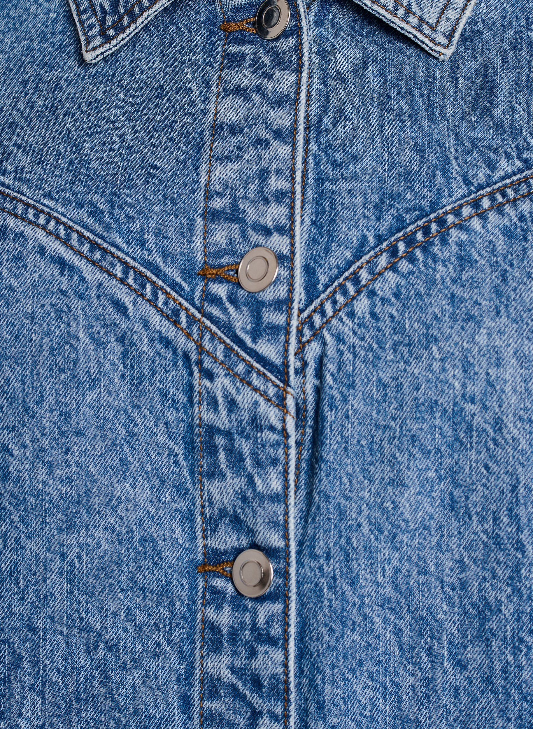 Zizzi Veste en jean avec manches amovibles, Bleu Clair, Packshot image number 2