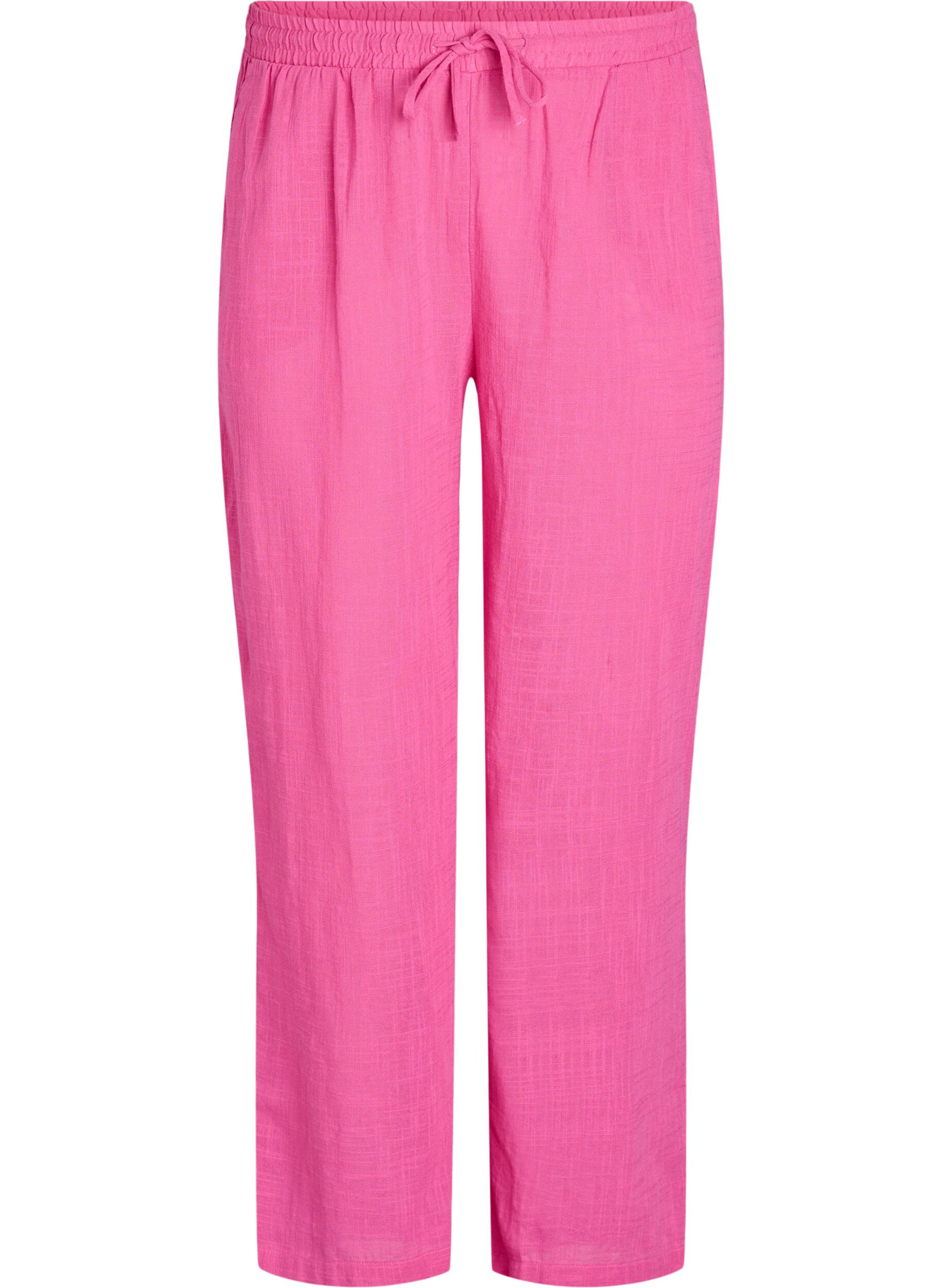 Zizzi FLASH - Gerade geschnittene Hose mit hoher Taille, Pink, Packshot image number 0