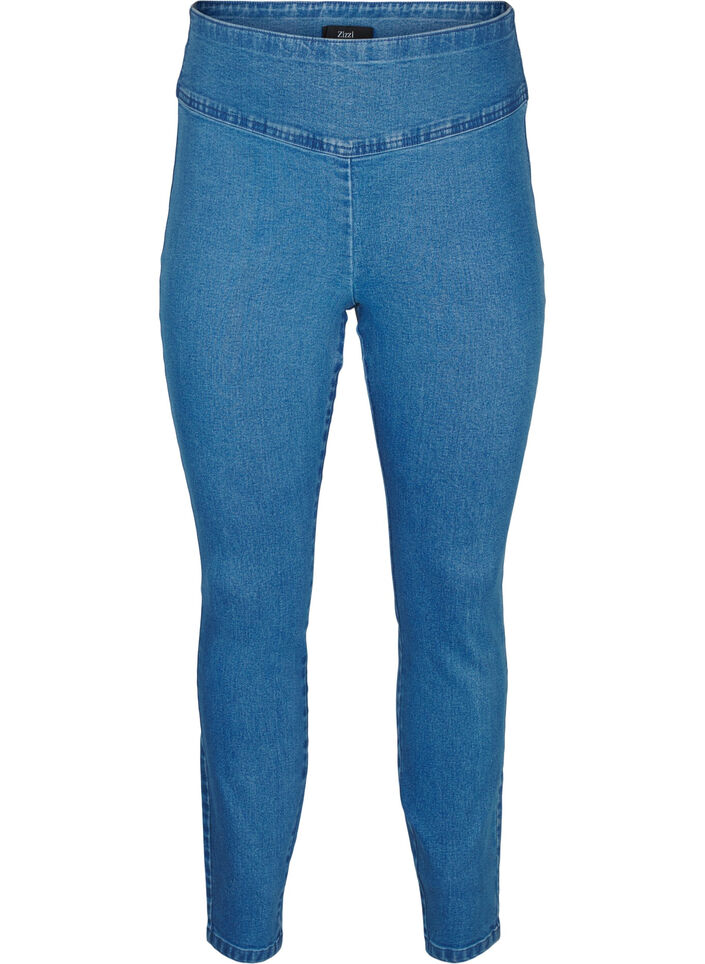 Dehnbare Jeggings mit hoher Taille, Light Blue, Packshot image number 0