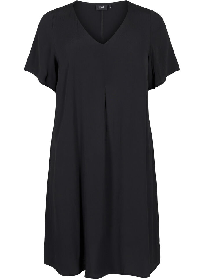 Robe évasée en viscose, Noir, Packshot image number 0