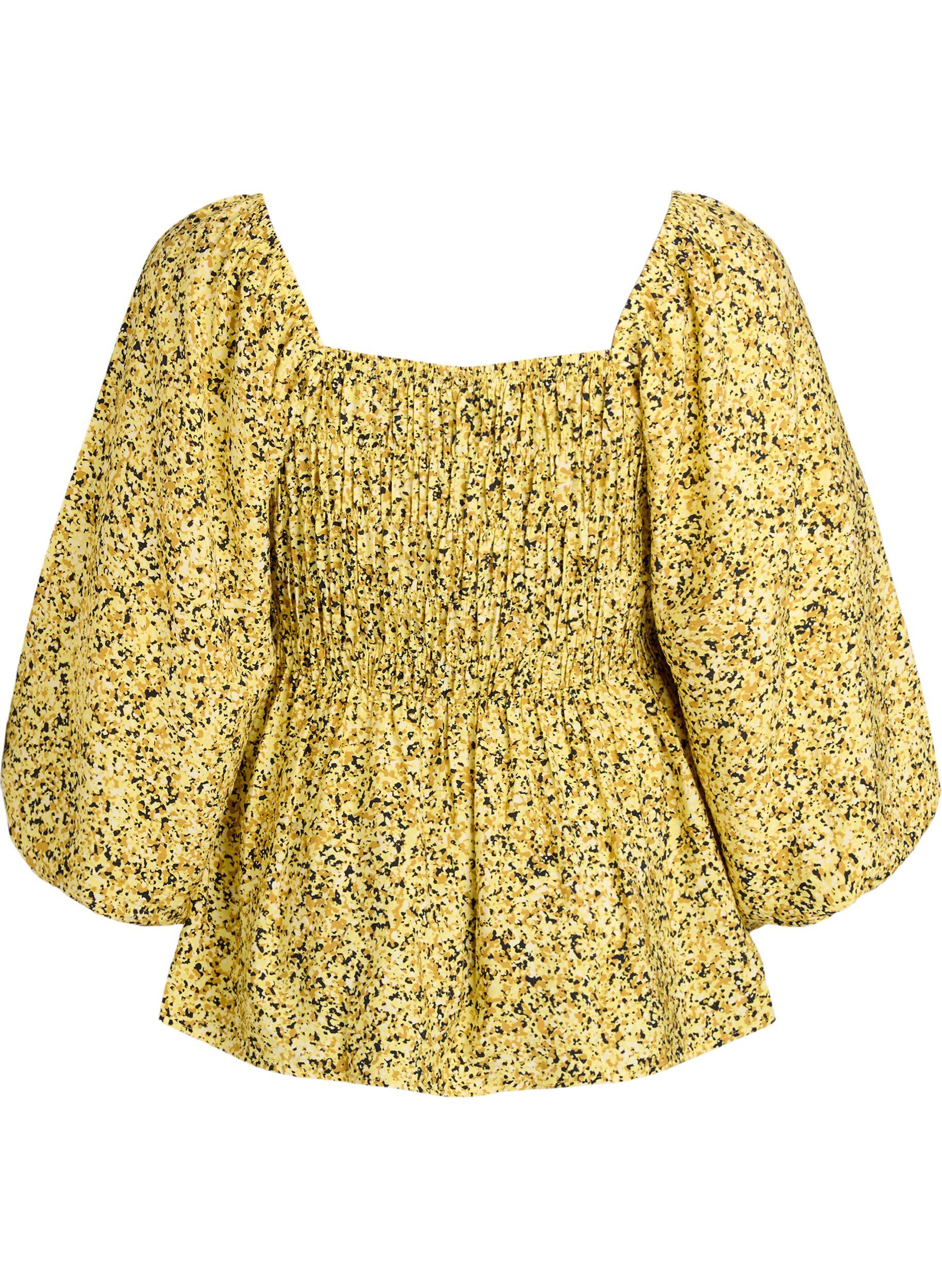 ZizziBluse mit Smock und Karree-Ausschnitt, Gelb, Packshot image number 1