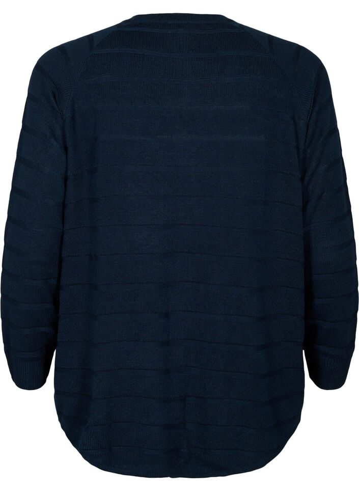 Cardigan rayé ton sur ton, Navy Blazer, Packshot image number 1