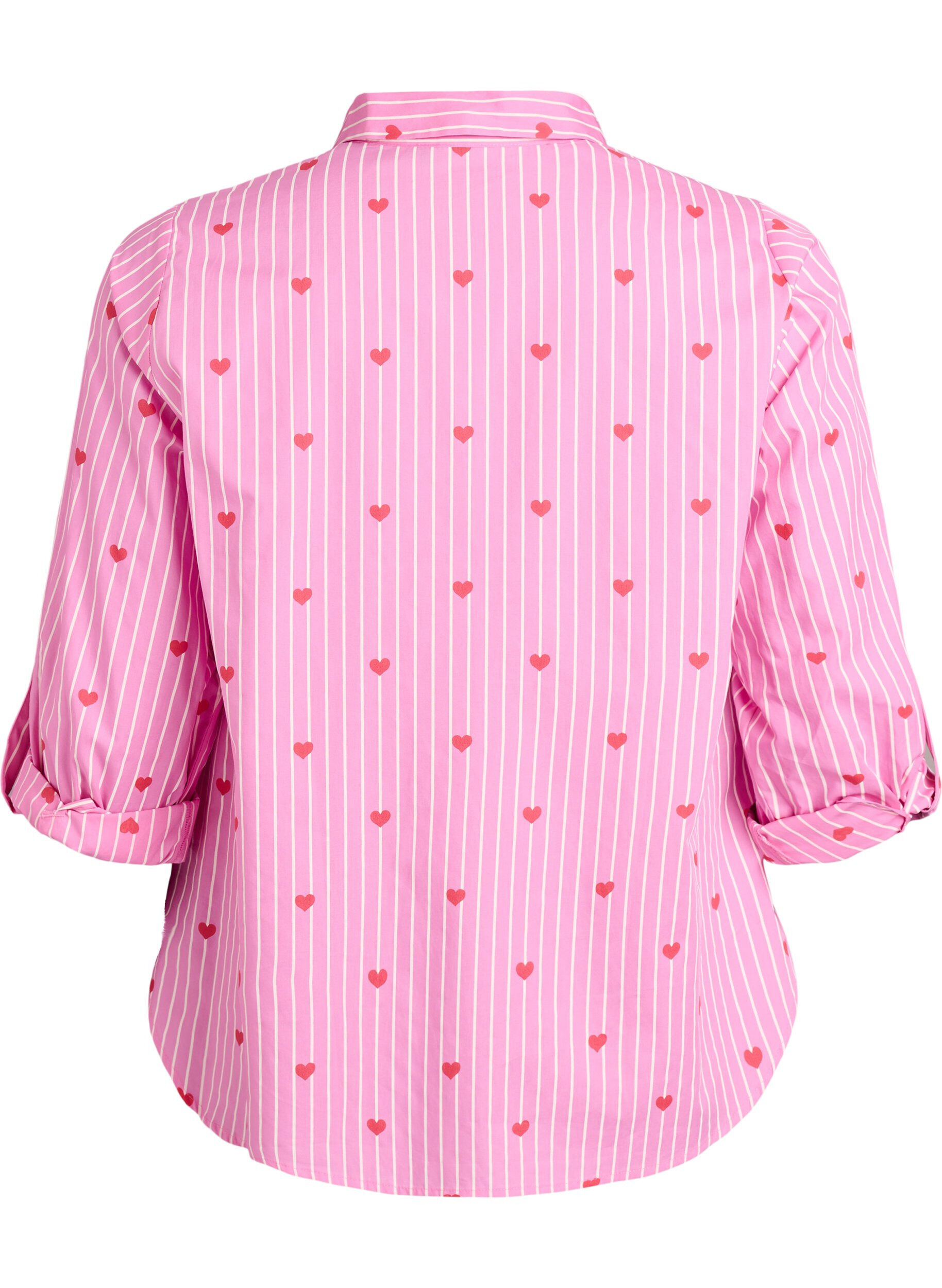 ZizziChemisier &agrave; rayures et c&oelig;urs, Rose, Packshot image number 1