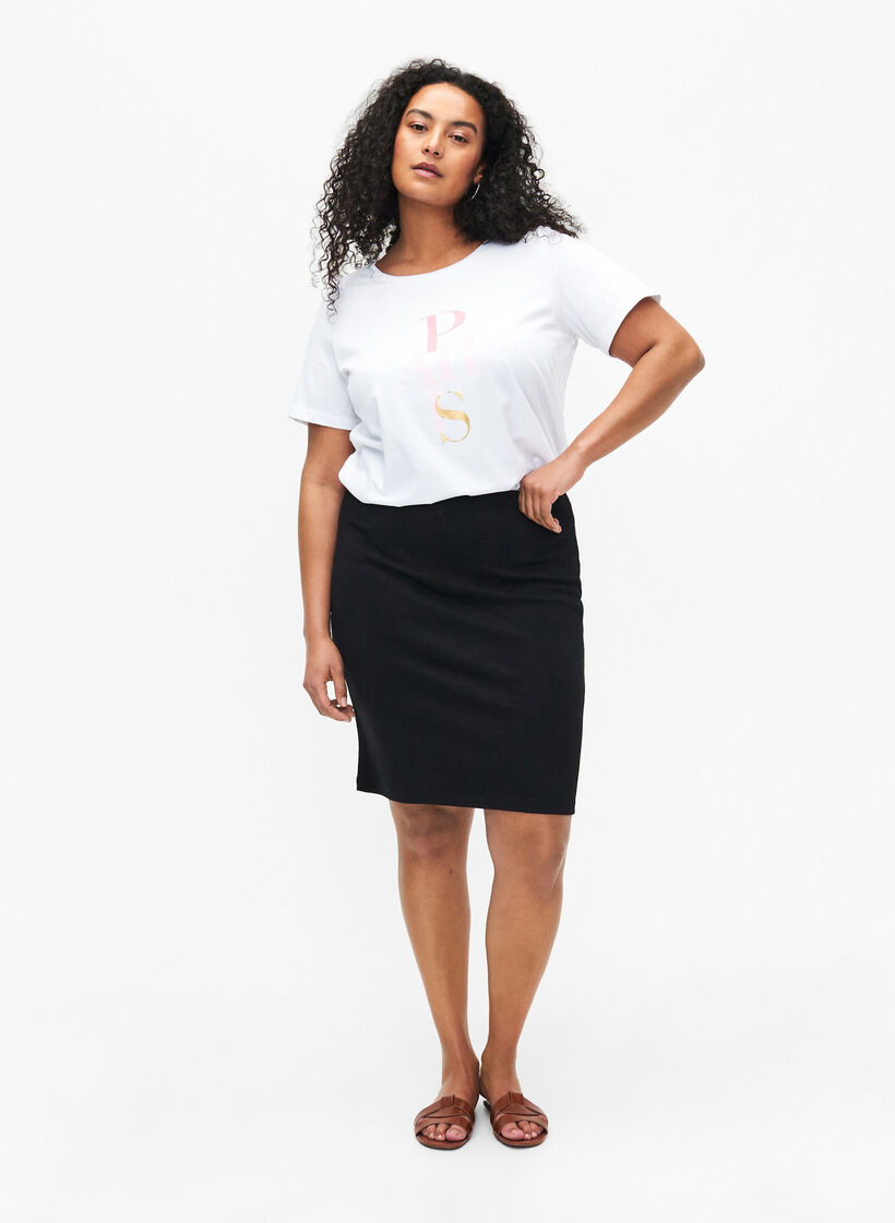 T-shirt en coton avec imprimé texte, B. White w. Paris, Model image number 2