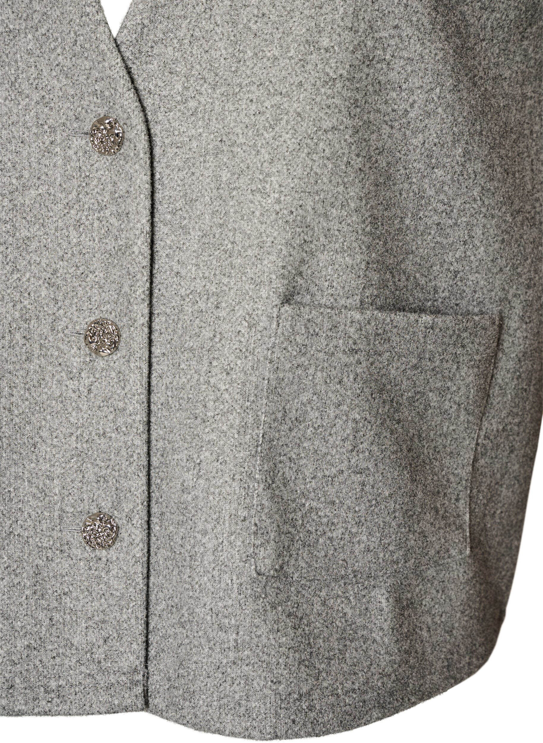 ZizziGilet &agrave; col V avec boutons, Gris, Packshot image number 2