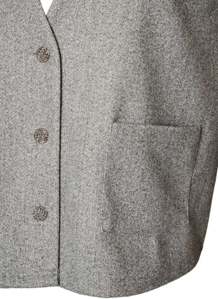 Gilet &agrave; col V avec boutons, Gris, Packshot image number 2