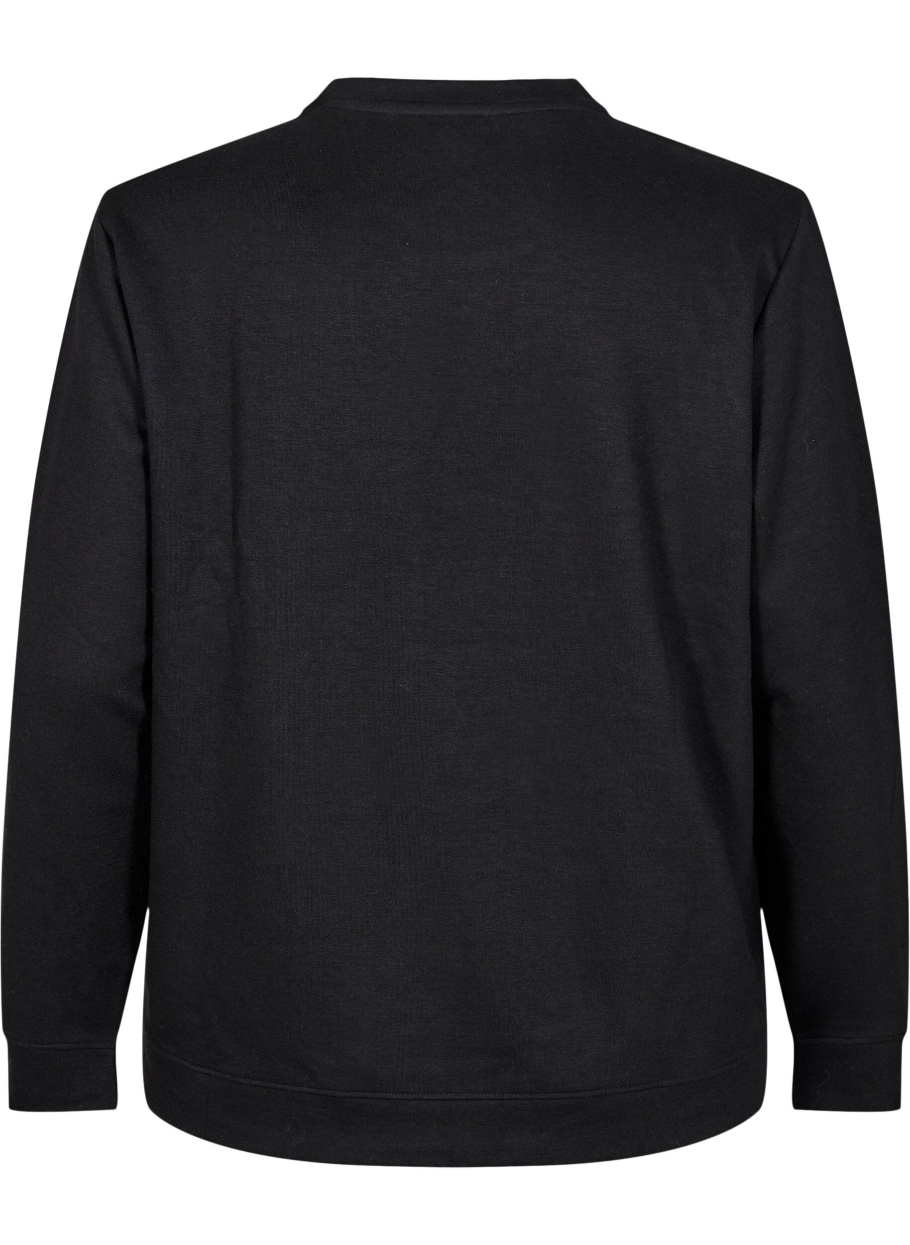 Zizzi Sweatshirt mit Rundhalsausschnitt, Schwarz, Packshot image number 1