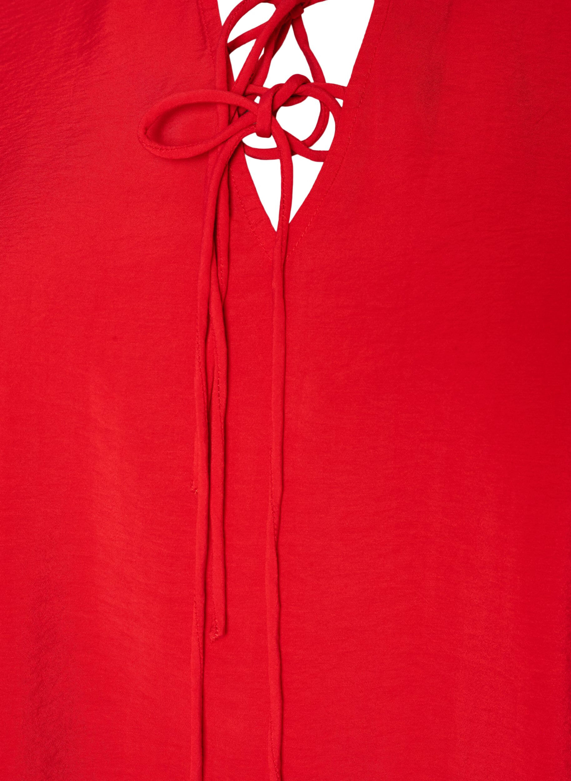 ZizziBlouse en viscose avec liens et volants, Rouge, Packshot image number 2