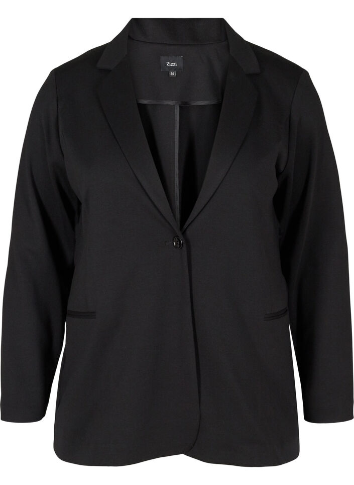 Blazer simple avec bouton et poches décoratives, Black, Packshot image number 0