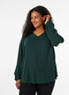 Bluse aus Viskose mit V-Ausschnitt und abgerundetem Saum, Gr&uuml;n, Model image number 0