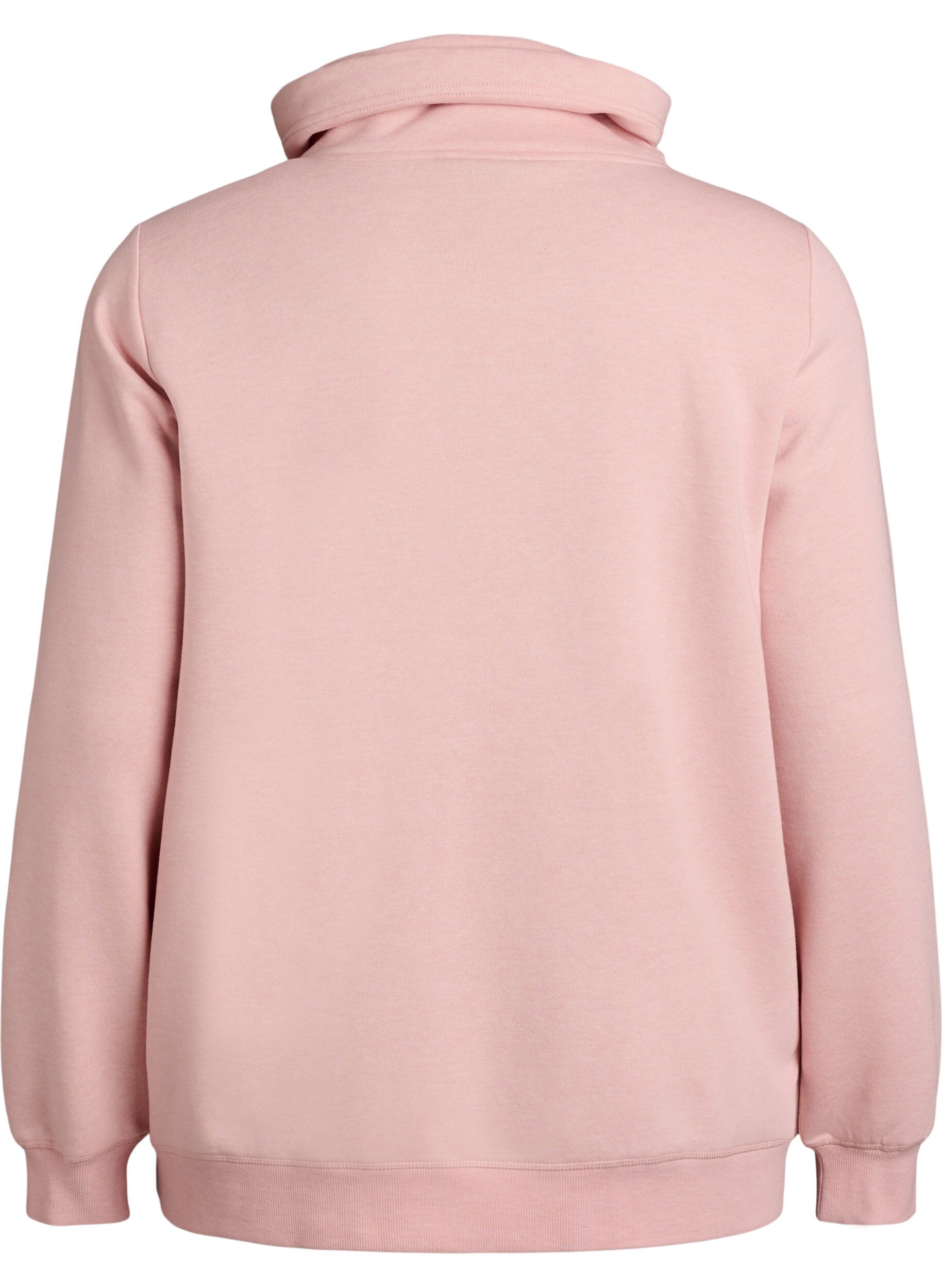 Zizzi Sweatshirt avec col montant et poches, Rose poudr&eacute;e, Packshot image number 1