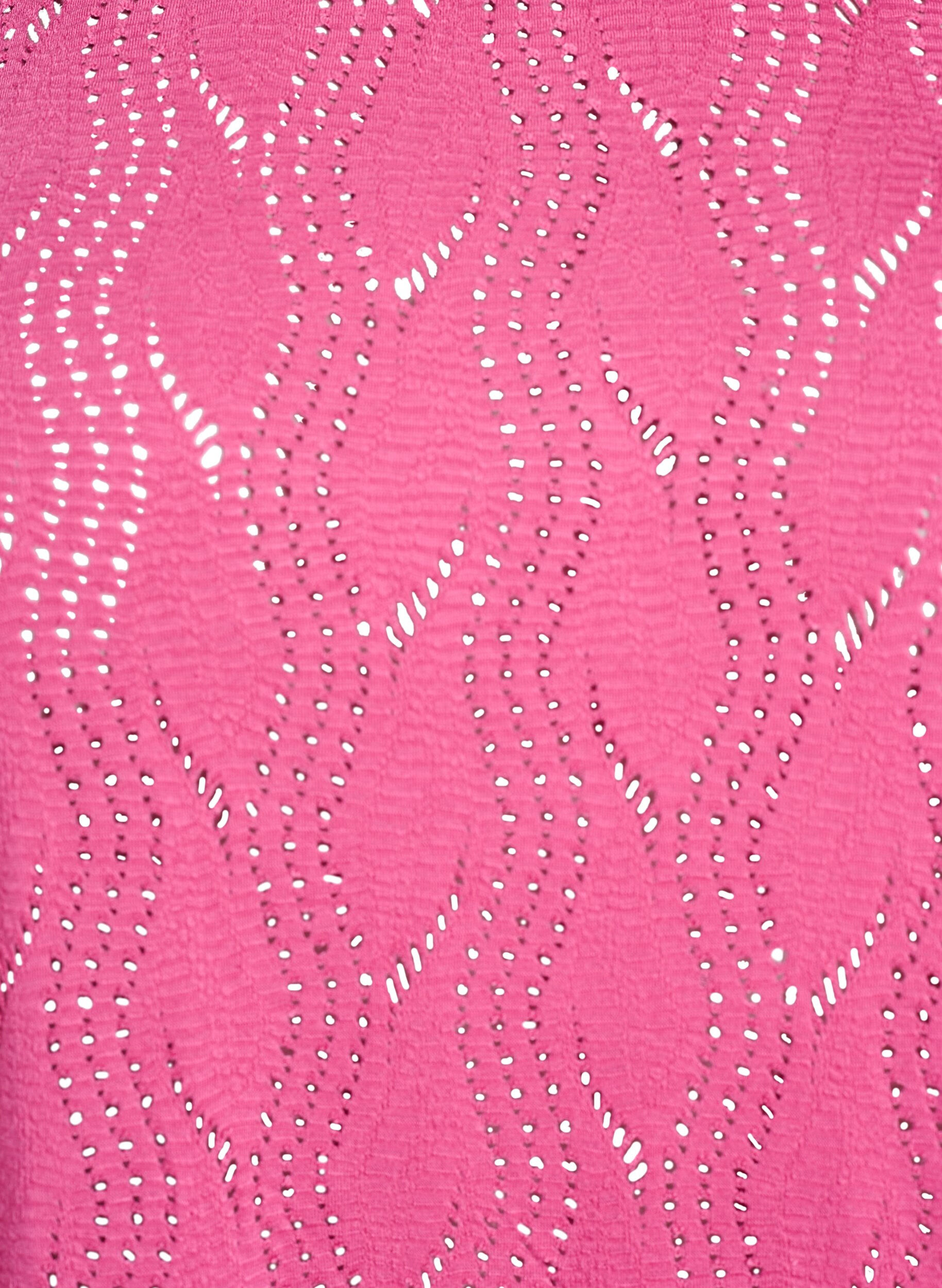Zizzi FLASH - Jersey-Shirt mit Lochmuster, Pink, Packshot image number 2