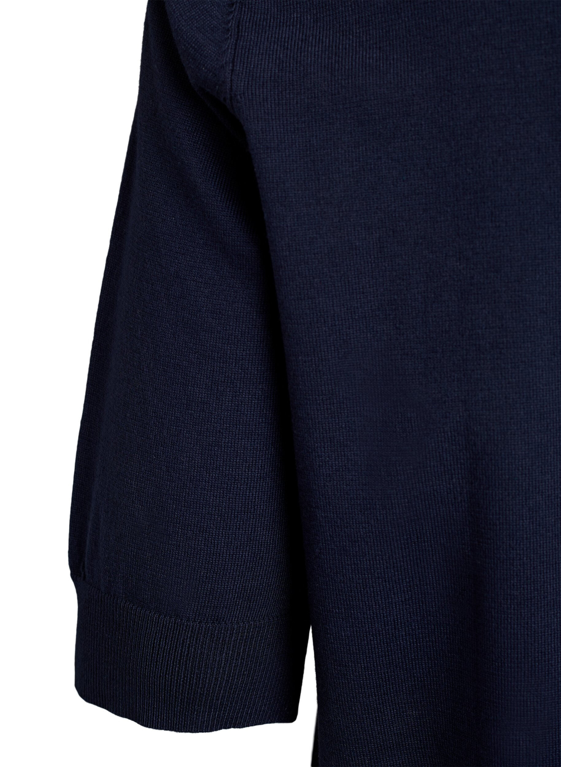 Zizzi Blouse en fine maille &agrave; manches courtes, Bleu, Packshot image number 3