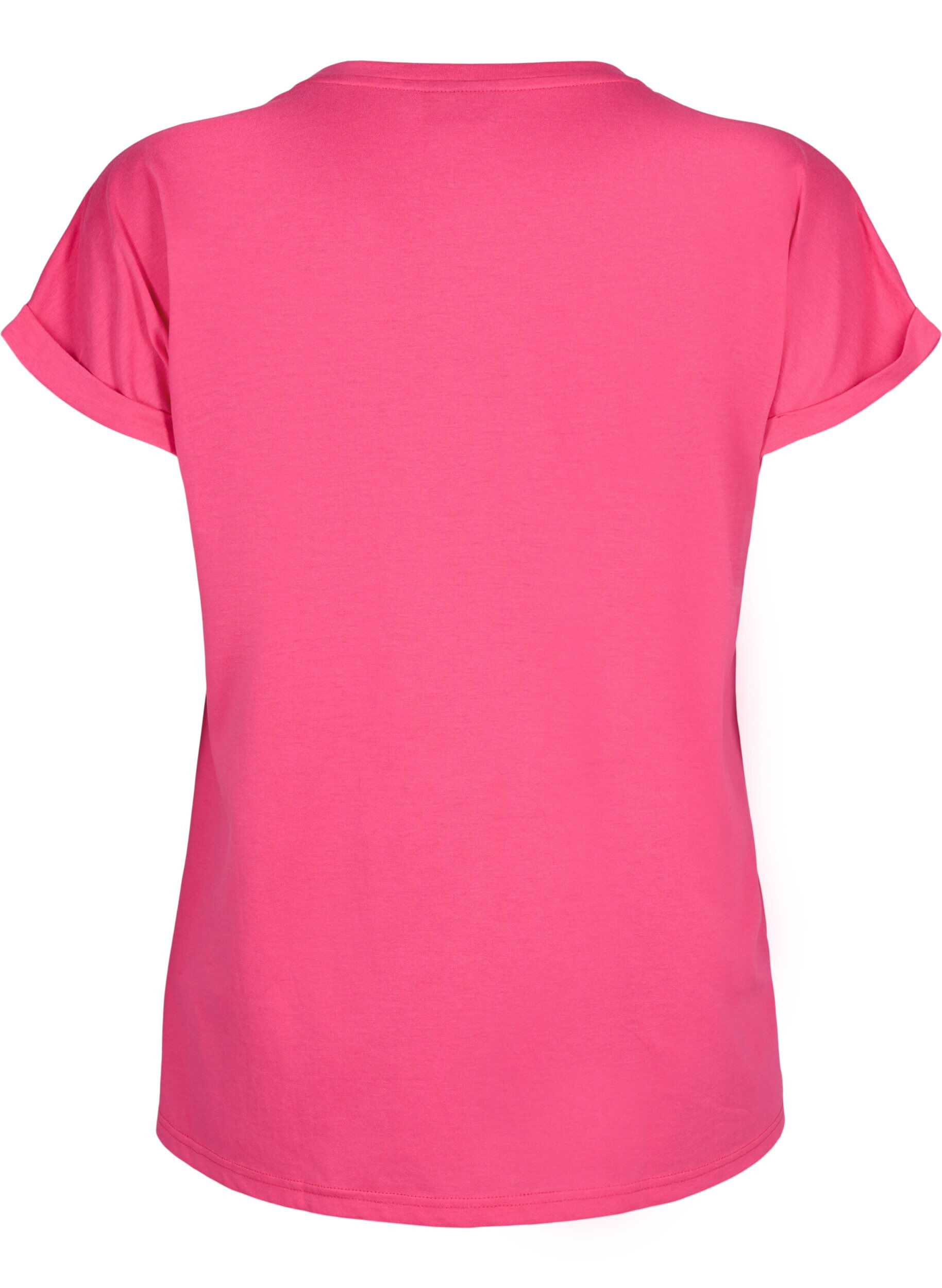 Zizzi T-shirt &agrave; manches courtes en m&eacute;lange de coton, Rose, Packshot image number 1