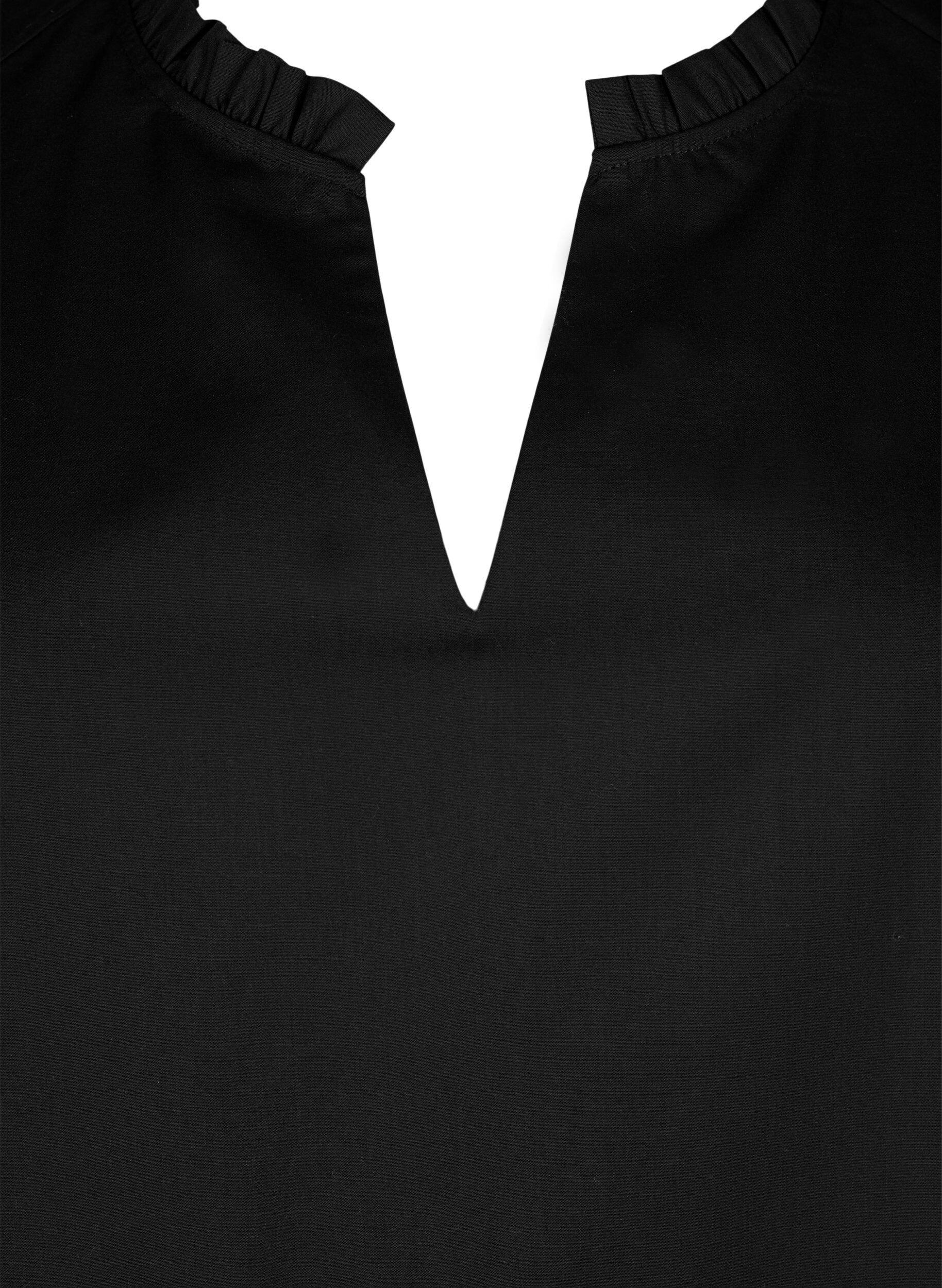 Zizzi &Auml;rmelloses Top mit Biesen und R&uuml;schendetails, Schwarz, Packshot image number 2