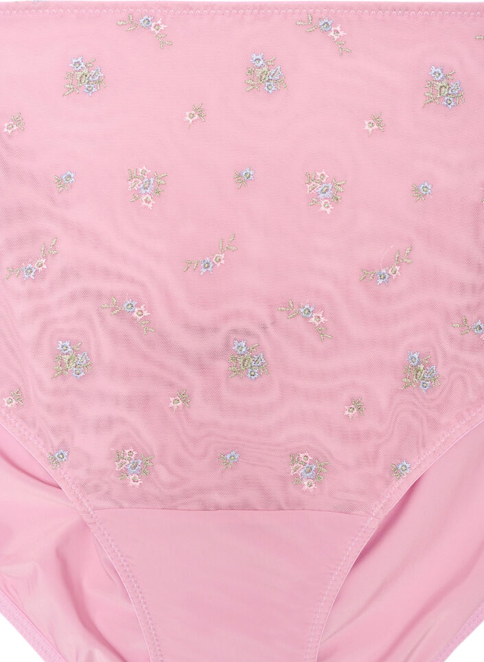 Culotte en microfibre avec maille et broderie florale, Rose poudr&eacute;e, Packshot image number 2
